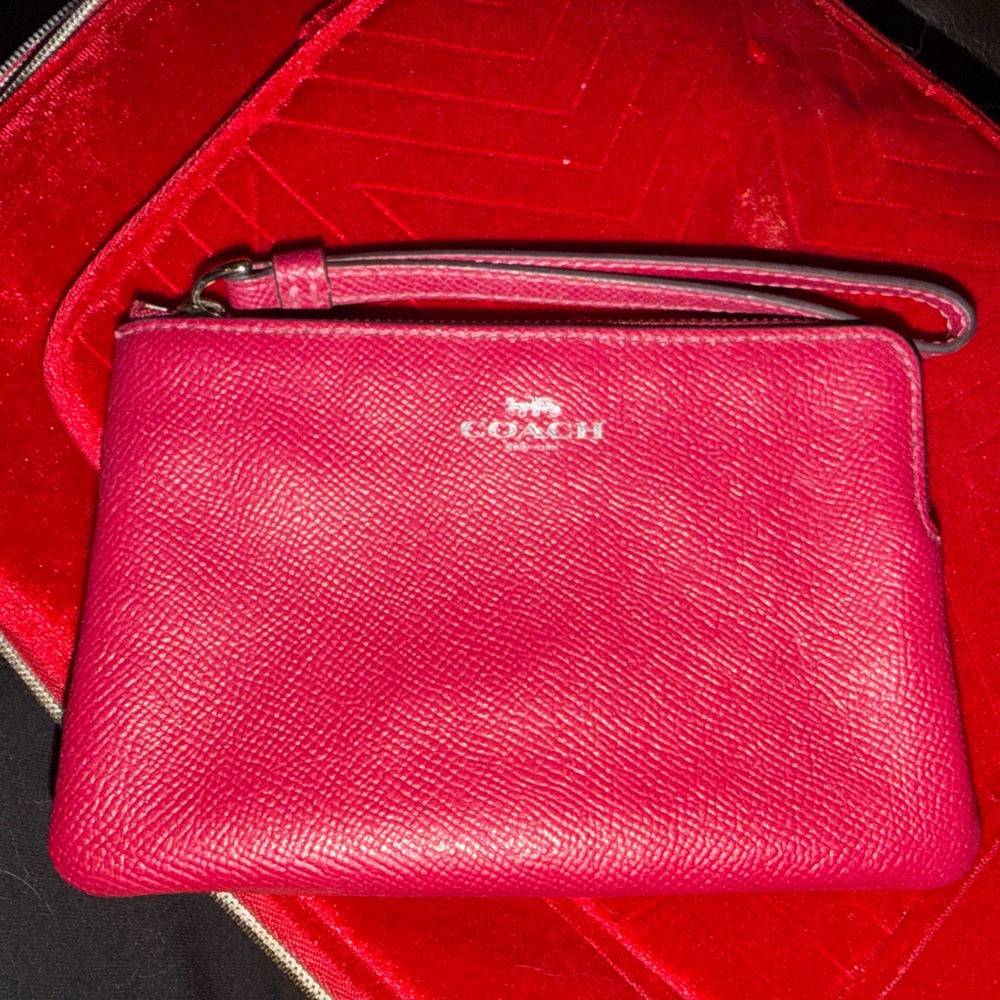 Coach Fuchsia Leather Wristlet